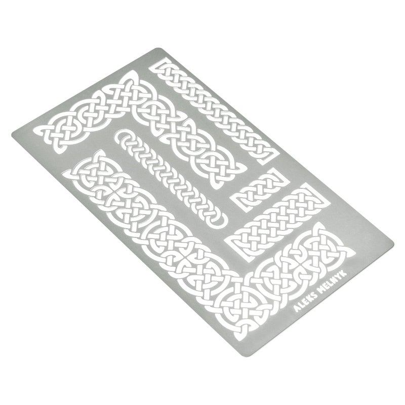 Aleks Melnyk No.36.2 Small Border Stencil for Scrapbooking, Celtic Knot, Ornate Viking, Stainless Steel Journal Stencil, for Engraving, Pyrography, Wood Burning, Bullet Journaling - Image 2
